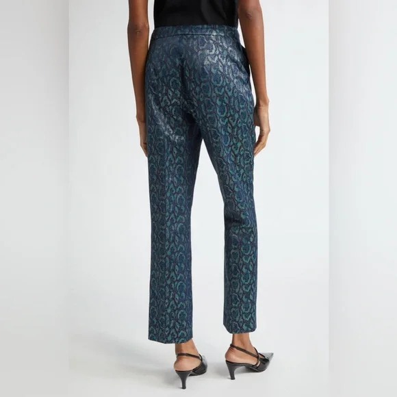 L’AGENCE Rebel Metallic Teal Jacquard Pants Size 8 NWT - Picture 4 of 4